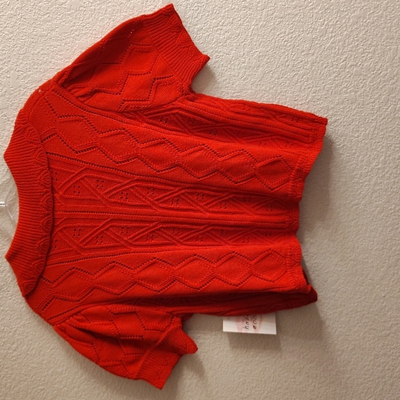 Hazel Moon Round Neck Sz XL Short Sleeves Red Cardigan Floral Embroidery B31 X P - Picture 3 of 14